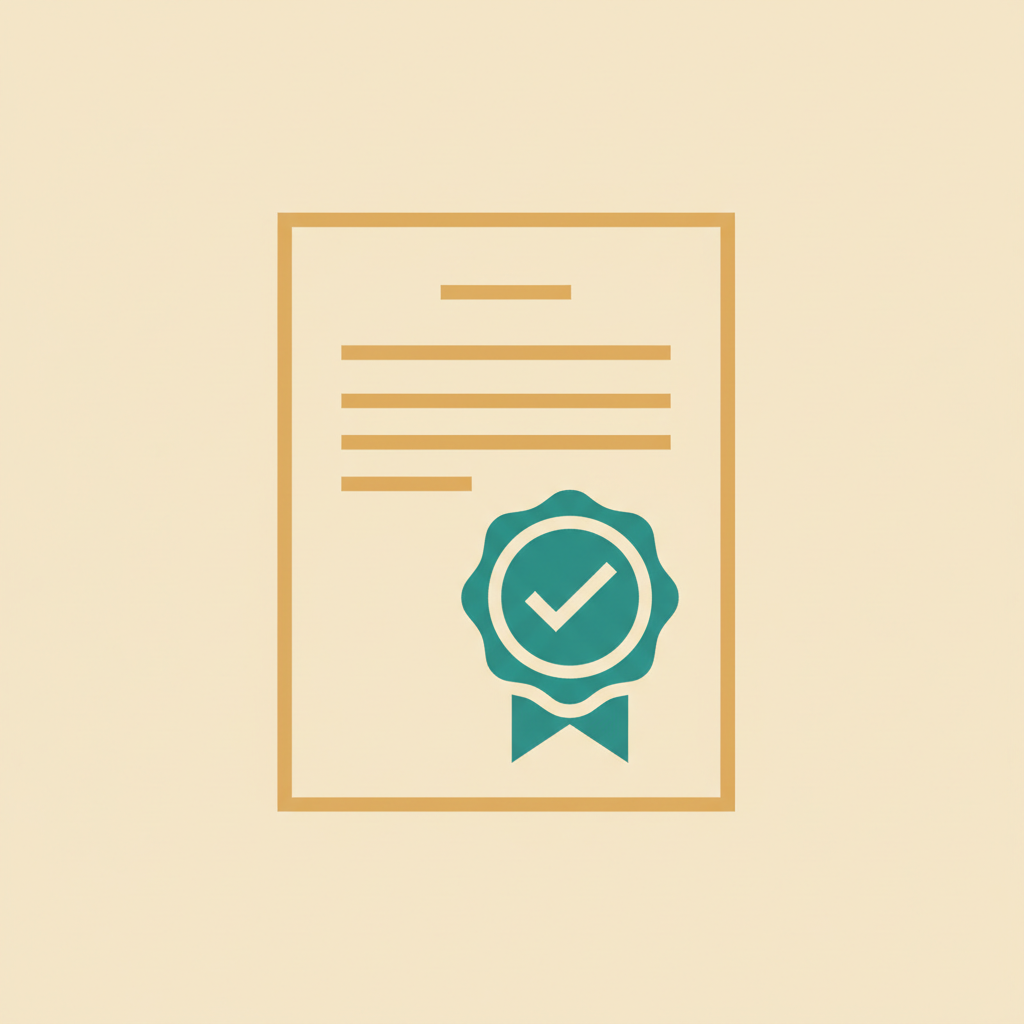 Illustration of an official document with a regulatory approval seal
